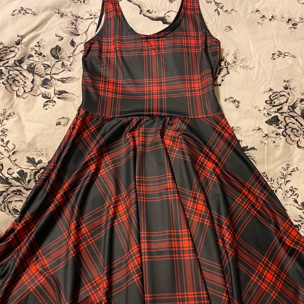 BlackMilk Red Tartan Punk Dress